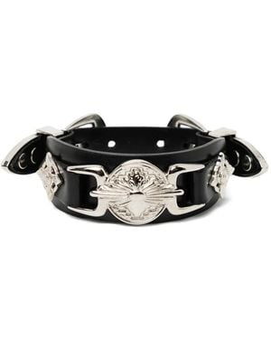 Toga Buckle Embellished Leather Bracelet - Black