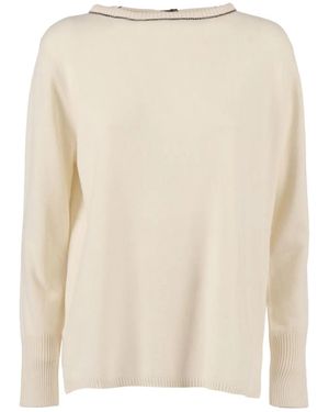 Kangra Trim Crew-Neck Jumper - Natural
