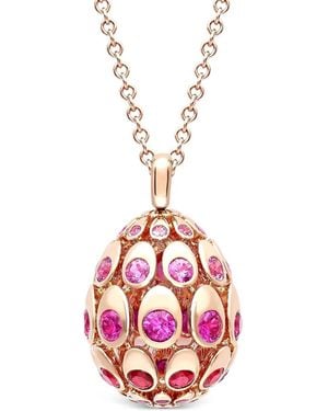 Faberge 18K Rose Cosmic Curve Ruby And Sapphire Egg Pendant - Pink