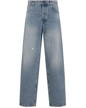 Moschino Jean Droit À Effet Usé - Bleu