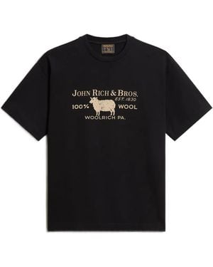 Woolrich Graphic-Print Heavy Jersey T-Shirt - Black