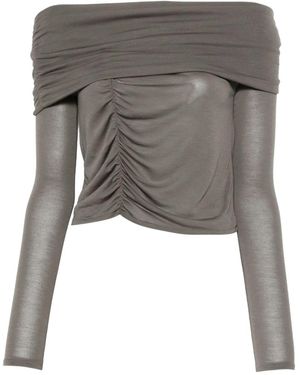 Alohas Top Fruncido Con Hombros Descubiertos - Gris