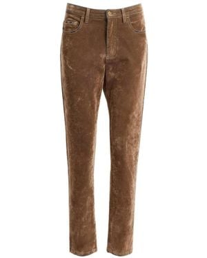 Elie Saab Straight-Leg Flocked Jeans - Brown