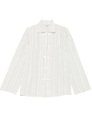 Bode Striped frog-closures blouse - Weiß