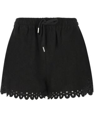Isabel Marant Balyme Broderie-Anglaise Shorts - Black