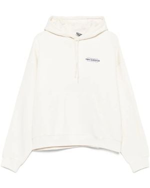 New Balance Felpa Con Cappuccio E Logo - Bianco
