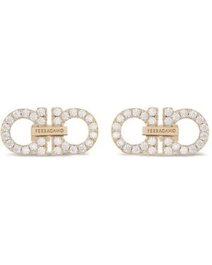 Ferragamo Pendientes Double Gancini - Blanco