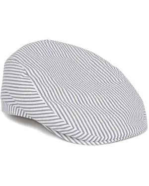 Lock & Co. Hatters Grosvenor Seersucker Flat Cap - White