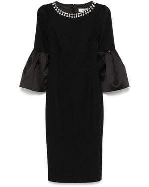 Nissa Crystal-Embellished Crepe Midi Dress - Black