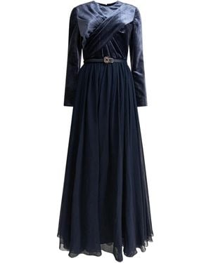 Elie Saab Robe Courte À Taille Ceinturée - Bleu