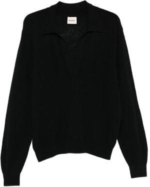 KHAITE Long-Sleeve Polo Tops - Black