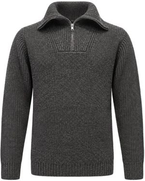 Yves Salomon Zip-Up Ribbed-Knit Jumper - Grey