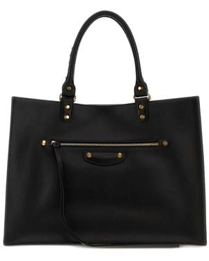 Balenciaga Large Le City Sleek Leather Tote Bag - Black