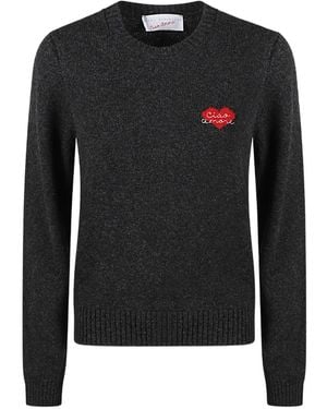 Giada Benincasa Heartbeat Heart-Embroidered Jumper - Black