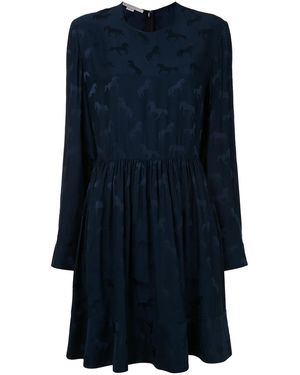 Stella McCartney Horse Print Pleated Mini Dress - Blue