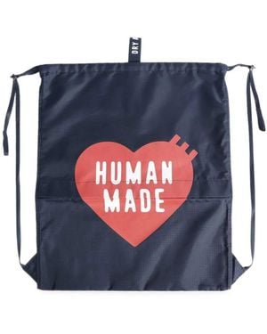 Human Made Logo-Print Drawstring Backpack - Blue