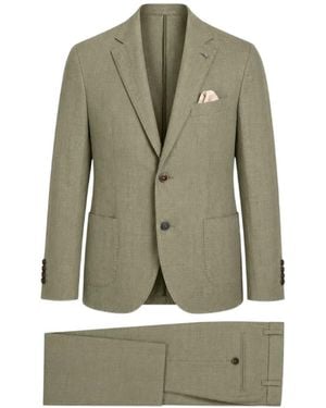 Bob Notch-Lapel Single-Breasted Suit - Green