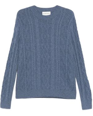 Bompard Cable-Knit Crew-Neck Sweater - Blue