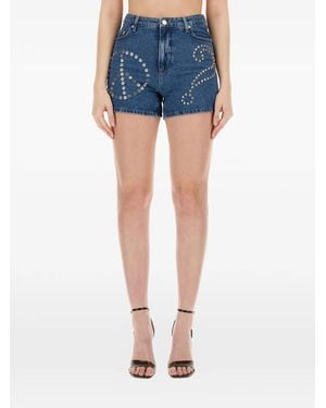 Moschino Pantalones Vaqueros Cortos Con Apliques - Azul