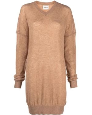 KHAITE Fine-Knit V-Neck Jumper - Natural