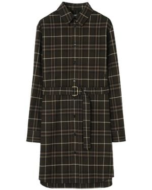 Burberry Check Cotton Shirt Dress - Black