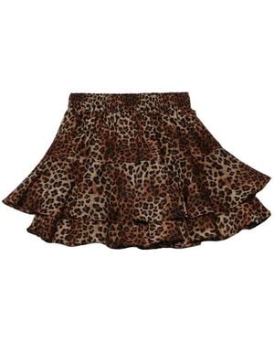 MC2 Saint Barth Eivissa Animal-Print Tiered Mini Skirt - Brown
