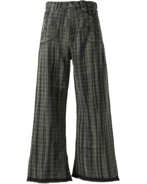 Egonlab Jean Ample À Motif Tartan - Gris