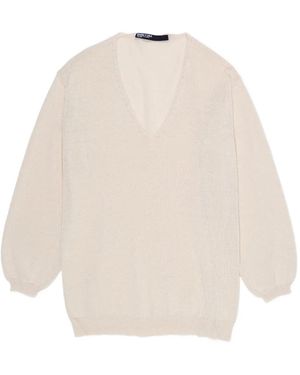 Bimba Y Lola V-Neck Balloon-Sleeved Top - White