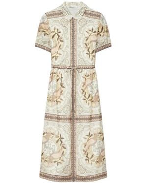 Tory Burch Cinched Cotton Zip Dress - White
