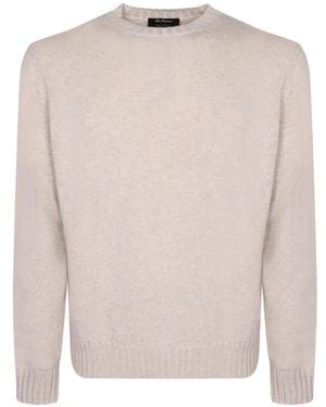 Dell'Oglio Crew-Neck Ribbed-Trim Jumper - White