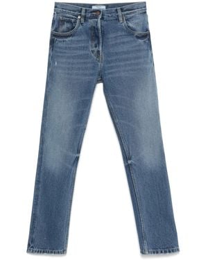 Prada Jeans Con Applicazione Logo - Blu