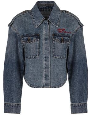 Self-Portrait スタッズ クロップドジャケット - ブルー