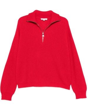 Malo Maglione Con Mezza Zip - Rosso