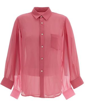 Comme des Garçons Sheer-Panelled Button-Down Shirt - Pink