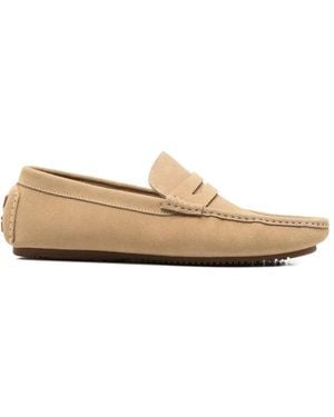 SERGIO MORETTI FIRENZE Suede Penny Loafers - White