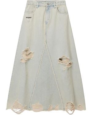 Musium Div. Distressed Denim Maxi Skirt - Grey