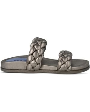 Blue Bird Shoes Braided Leather Slides - Metallic