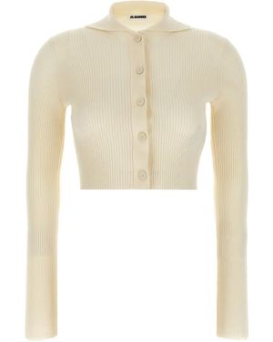 Jil Sander Ribbed-Knit Cardigan - White