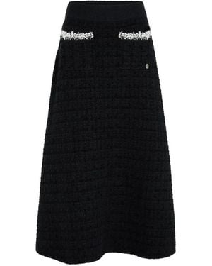 KARL LAGERFELD Faux-Pearl Knitted Skirt - Black