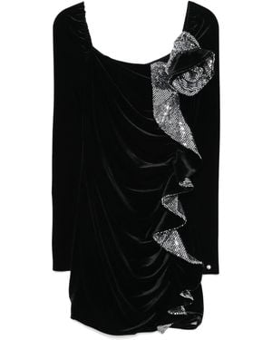 Nissa Sequin-Detail Velvet Mini Dress - Black