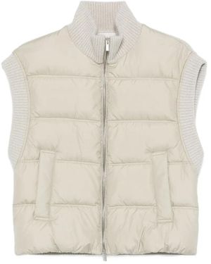 Peserico Quilted Ribbed Gilet Vest - White
