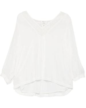 MAISON 123 Broderie-Anglaise V-Neck Blouse - White
