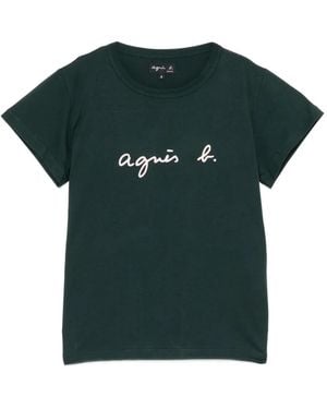 agnès b. Logo-Print T-Shirt - Blue
