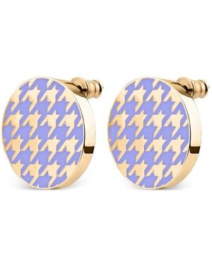 Luhta Houndstooth Enamel Earrings - White