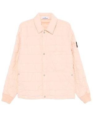 Stone Island Quilted Logo-Patch Padded Jacket - Pink