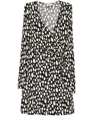 Patrizia Pepe Printed Wrap Mini Dress - White