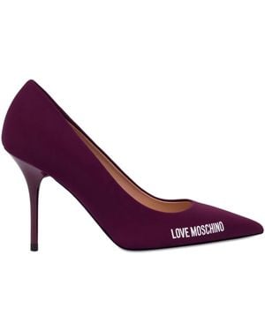 Love Moschino Logo-Print Pumps - Purple