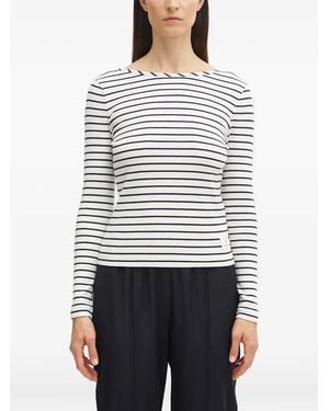 Barbour Top A Rayas De Manga Larga - Blanco