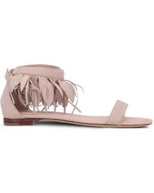 Tod's Sandalias De Ante Con Detalle De Plumas - Rosa