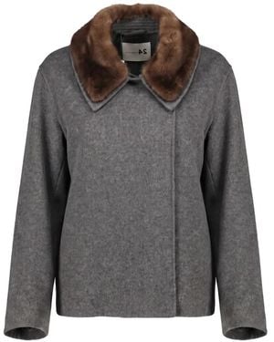 Manzoni 24 Fur-Collar Wool Jacket - Gray